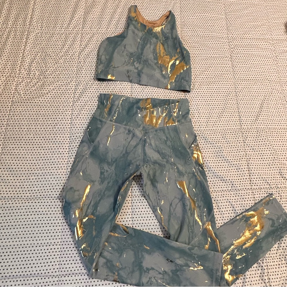 Old Navy Blue and Gold Kids Leggings Set